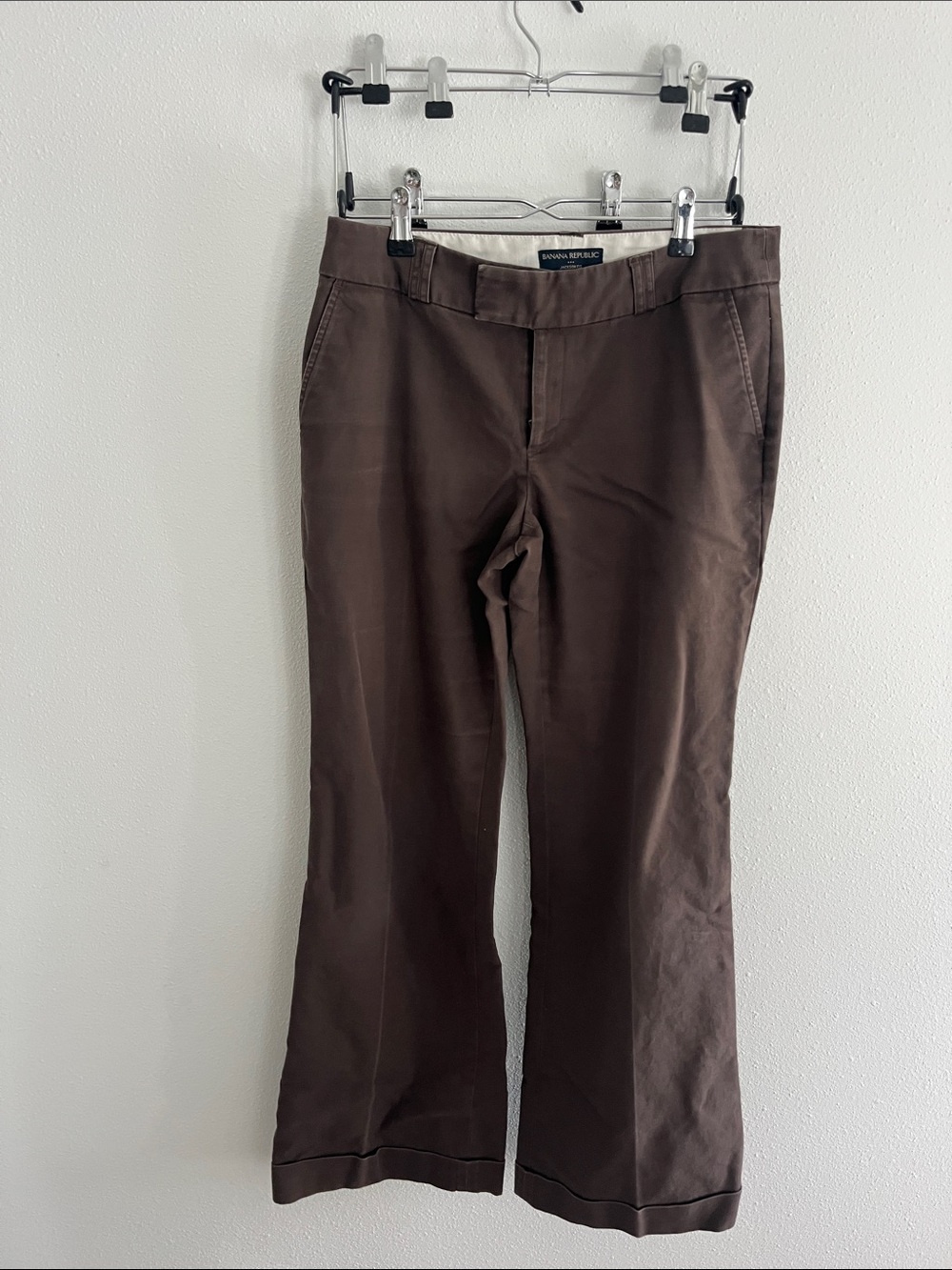 Banana Republic womens Dark Brown Chino Pants wide leg with cuff